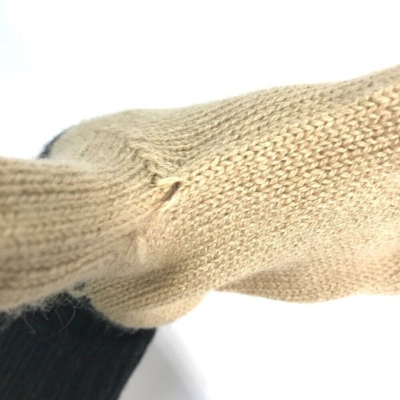 Auth BURBERRY Bicolor logo Glove gloves wool Beige/Black - Picture 11 of 12